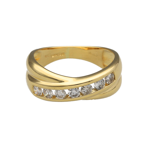 18ct Gold & Diamond Set Crossover Band Ring