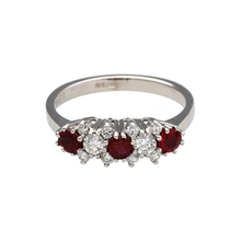 Load image into Gallery viewer, 18ct White Gold Diamond &amp; Ruby Set Cluster Ring
