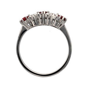 18ct White Gold Diamond & Ruby Set Cluster Ring