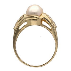 18ct Gold Diamond & Pearl Set Ring