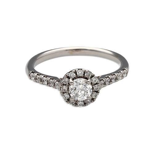 18ct White Gold & Diamond Set Halo Cluster Ring