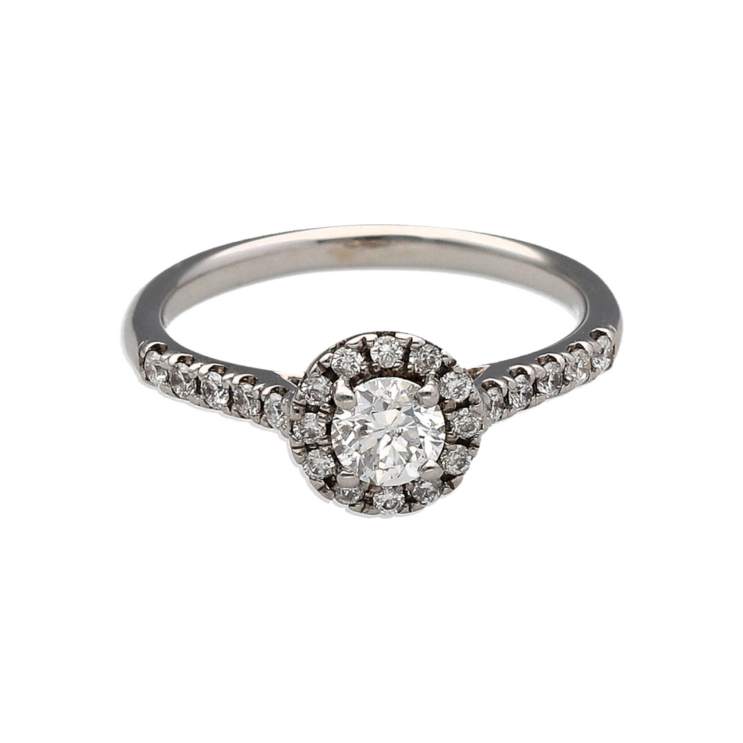 18ct White Gold & Diamond Set Halo Cluster Ring