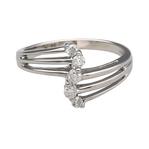 18ct White Gold & Diamond Set Split Band Curved Ring