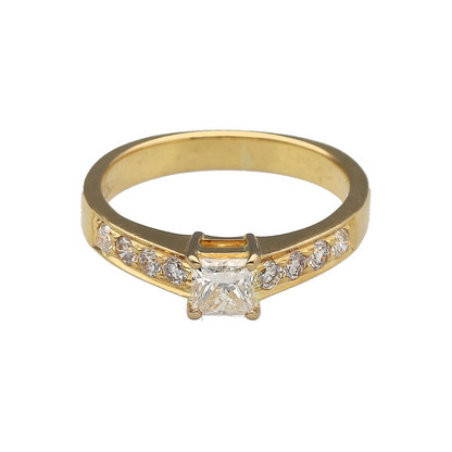 18ct Gold & Diamond Set Solitaire Ring