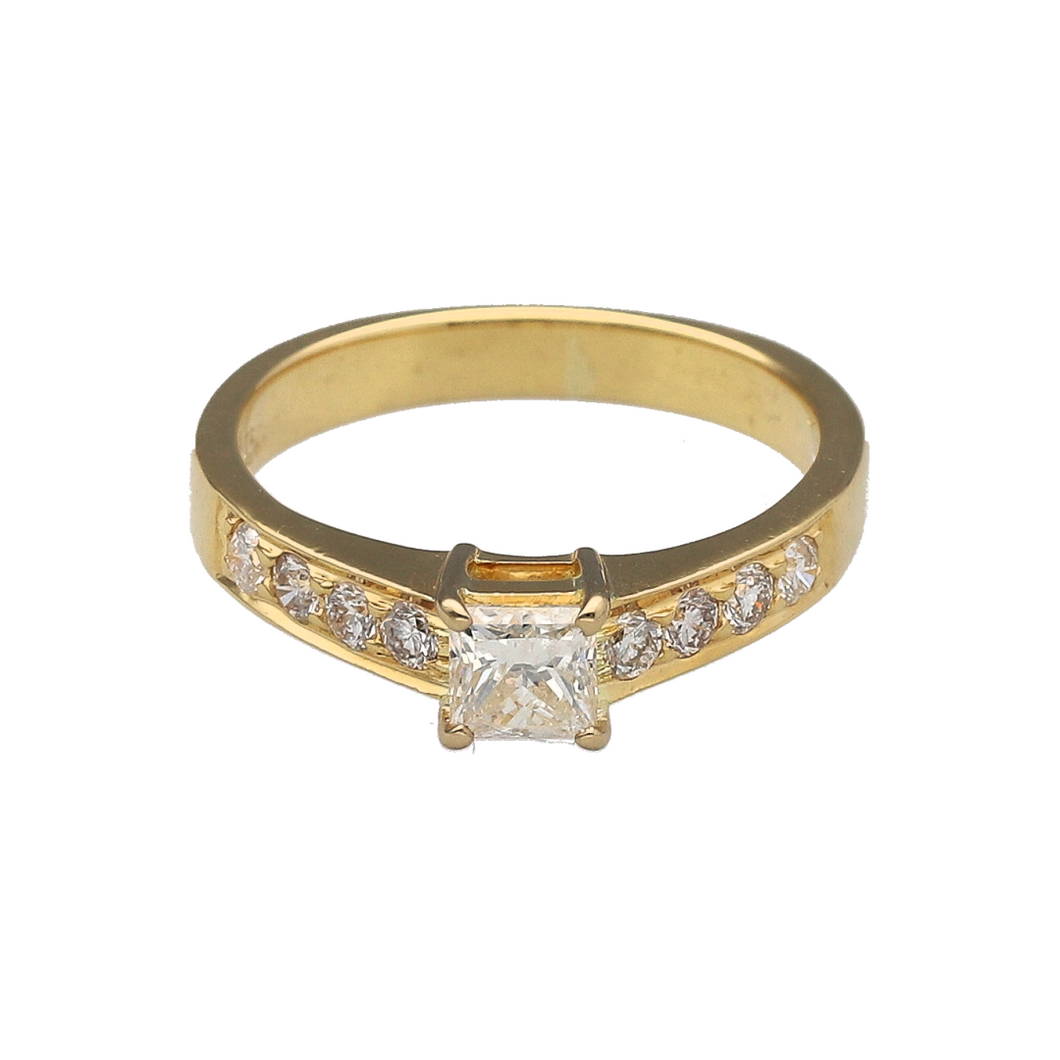 18ct Gold & Diamond Set Solitaire Ring