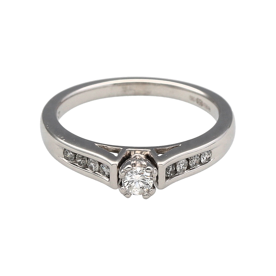 18ct White Gold & Diamond Set Solitaire Ring