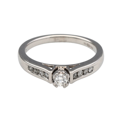 18ct White Gold & Diamond Set Solitaire Ring