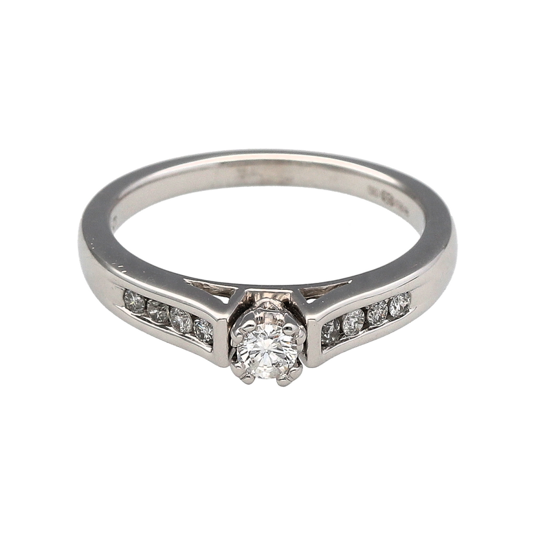 18ct White Gold & Diamond Set Solitaire Ring
