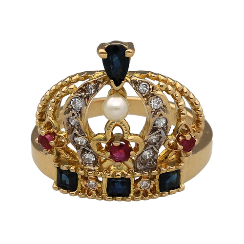 18ct Gold & Diamond Set Crown Ring
