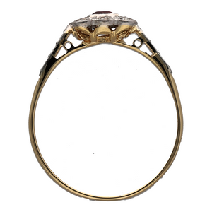 18ct Gold & Platinum Diamond & Ruby Set Vintage Style Ring