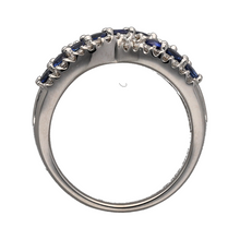 Load image into Gallery viewer, 14ct White Gold Diamond &amp; Sapphire Set Crossover Band Ring
