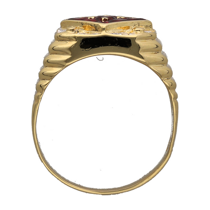 18ct Gold Diamond & Ruby Set Signet Ring