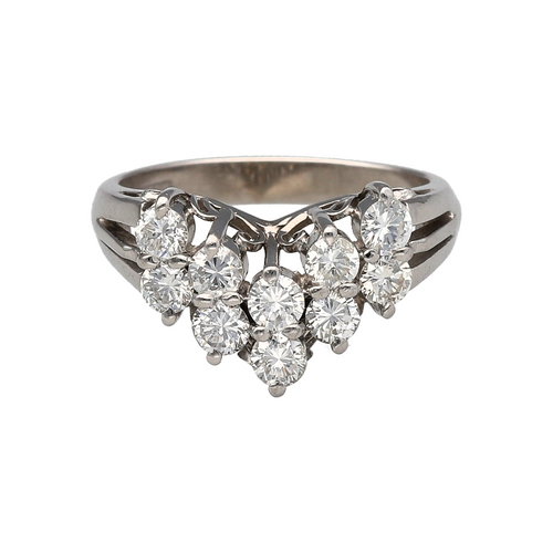 Platinum & Diamond Set Double Row Wishbone Ring