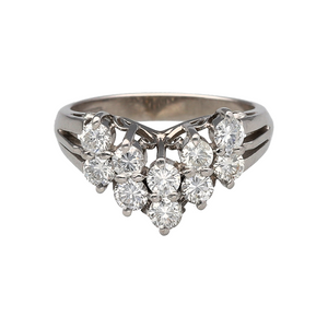 Platinum & Diamond Set Double Row Wishbone Ring