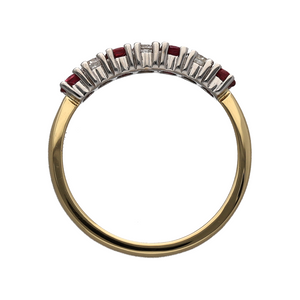 18ct Gold Diamond & Ruby Set Band Ring