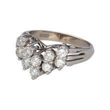 Load image into Gallery viewer, Make a bold and elegant statement with this pre-owned 900 platinum diamond double row wishbone ring—an exquisite blend of brilliance, weight, and timeless design.

Design: The ring features a distinctive wishbone shape with a 7mm wide front, set with two rows of sparkling diamonds for maximum impact and symmetry.
Material: Made from 900-grade platinum, the cool-toned, high-quality metal provides exceptional durability and a luxurious finish.

