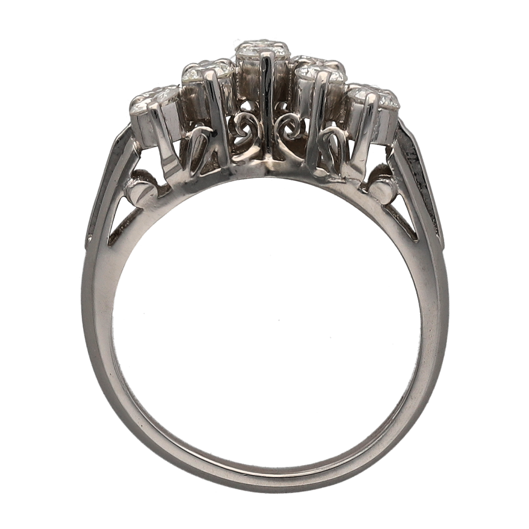Platinum & Diamond Set Double Row Wishbone Ring