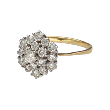 Load image into Gallery viewer, Add vintage glamour and lasting sparkle to your collection with this pre-owned 18ct yellow gold diamond cluster ring—a timeless design with brilliant presence.

Design: This elegant ring features a classic cluster setting with multiple diamonds arranged for maximum sparkle and symmetry. The design offers a bold, eye-catching look with timeless appeal.
Material: Made from 18-carat yellow gold, the rich, polished finish enhances the brilliance of the diamonds and gives the piece a luxurious warmth.

