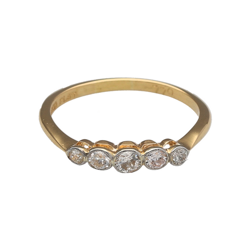 18ct Gold & Platinum Diamond Set Five Stone Band Ring