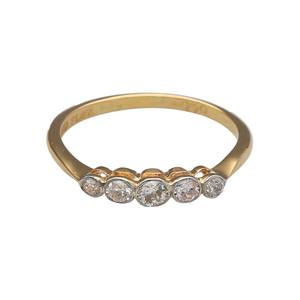 18ct Gold & Platinum Diamond Set Five Stone Band Ring