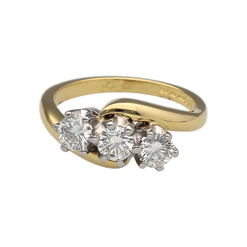 18ct Gold & Diamond Set Twist Trilogy Ring