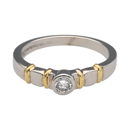 18ct White Gold & Diamond Rubover Set Solitaire Ring