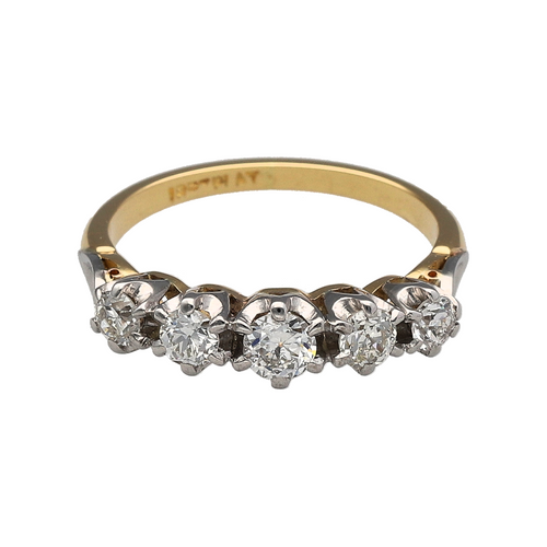 18ct Gold & Diamond Set Five Stone Band Ring
