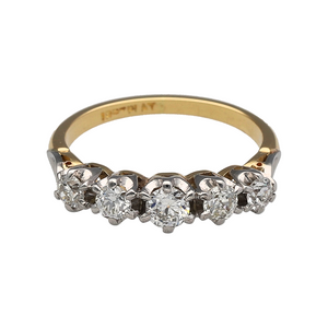 18ct Gold & Diamond Set Five Stone Band Ring