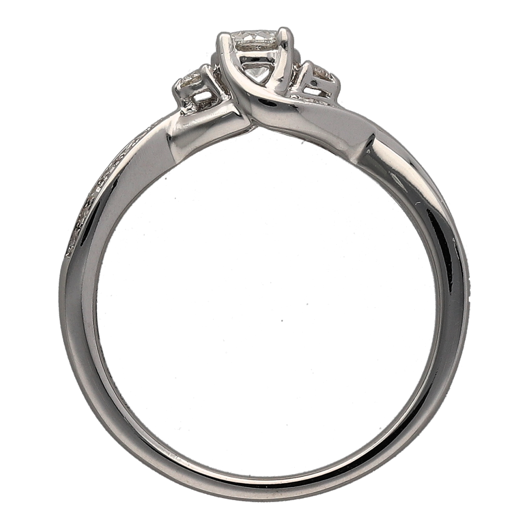 18ct White Gold & Diamond Set Twist Solitaire Ring