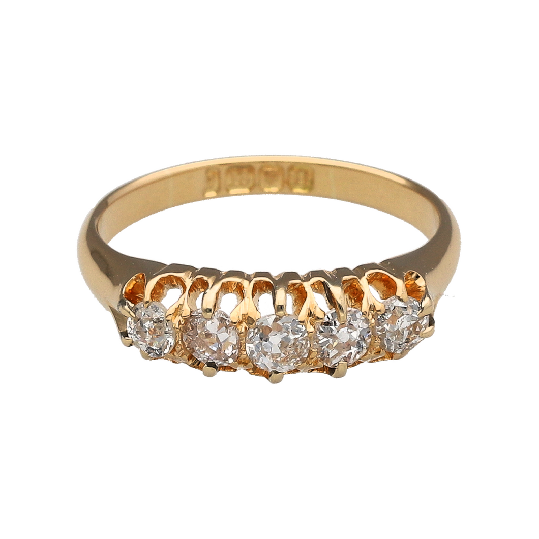 18ct Gold & Diamond Set Five Stone Vintage Ring