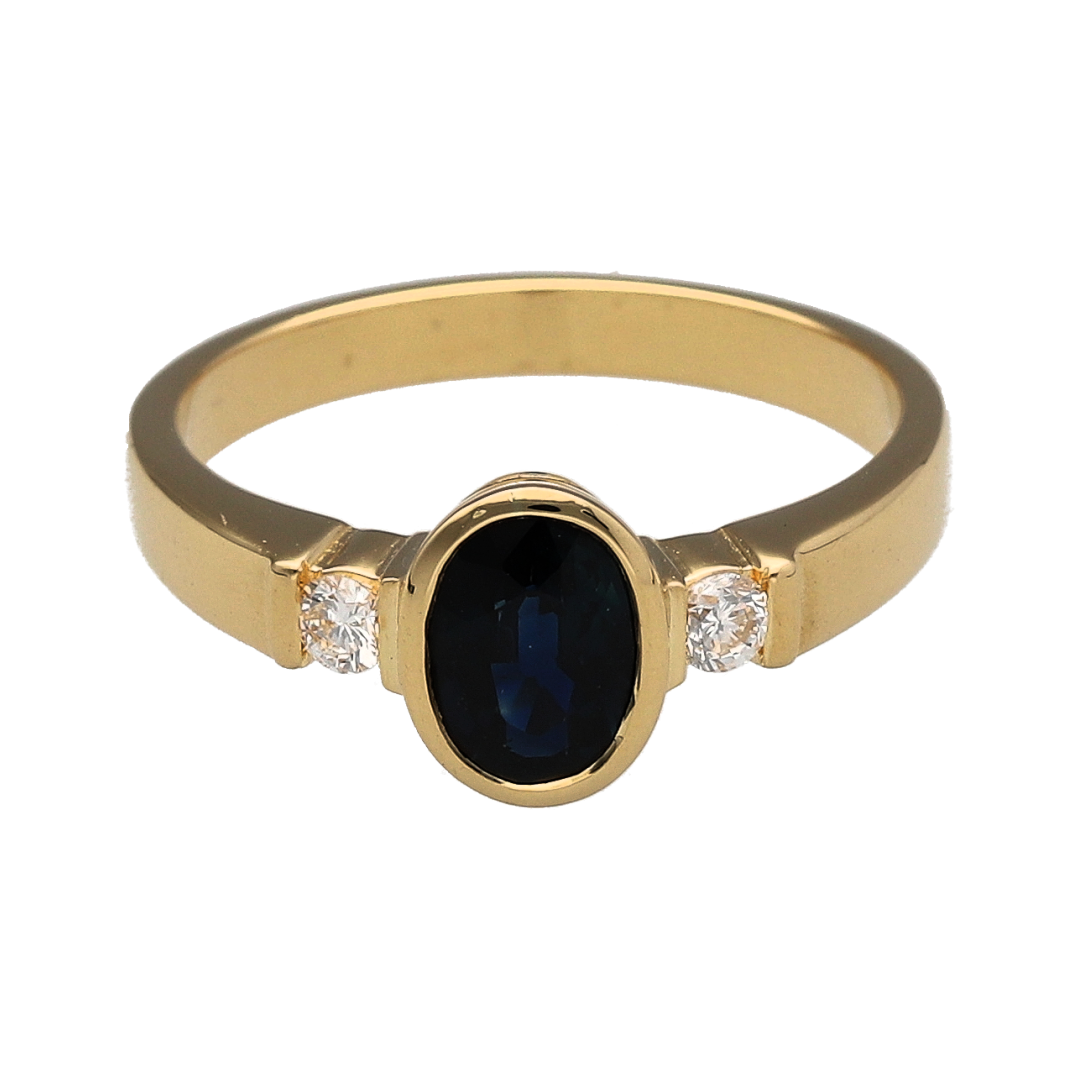 18ct Gold Diamond & Sapphire Trilogy Ring