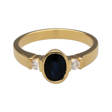 Load image into Gallery viewer, 18ct Gold Diamond &amp; Sapphire Trilogy Ring
