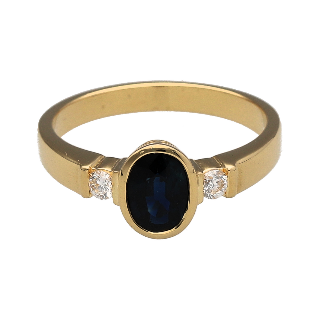 18ct Gold Diamond & Sapphire Trilogy Ring