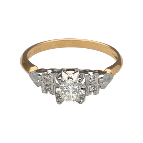 18ct Gold & Diamond Set Solitaire Ring