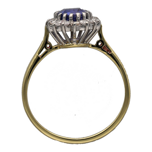 18ct Gold Diamond & Sapphire Set Cluster Ring