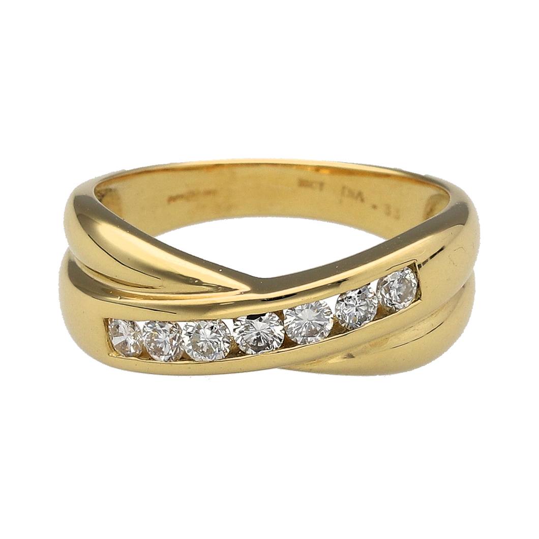 18ct Gold & Diamond Set Crossover Band Ring