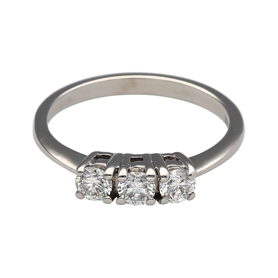 18ct White Gold & Diamond Set Trilogy Ring