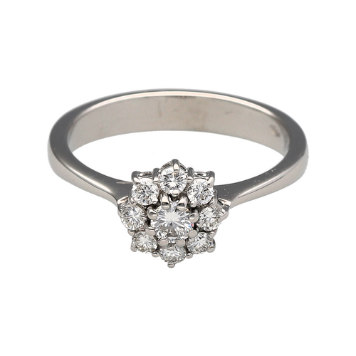 18ct White Gold & Diamond Set Flower Cluster Ring