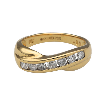 18ct Gold & Diamond Set Crossover Band Ring