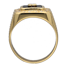 Load image into Gallery viewer, 18ct Gold Diamond &amp; Sapphire Set Halo Signet Ring
