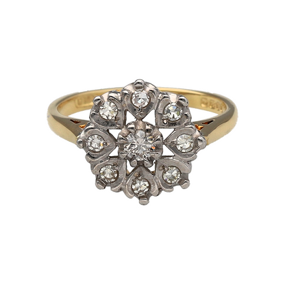 18ct Gold & Diamond Set Flower Cluster Ring