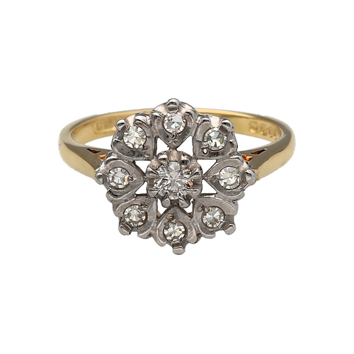 18ct Gold & Diamond Set Flower Cluster Ring