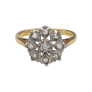 18ct Gold & Diamond Set Flower Cluster Ring