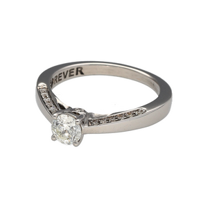 Bring refined sparkle and timeless simplicity to your jewellery collection with this pre-owned 18ct white gold solitaire ring, featuring a brilliant-cut diamond and elegant shoulder detail—perfect for marking special moments or elevating everyday wear.

Design: This classic solitaire design highlights a brilliant-cut diamond of approximately 0.40ct, enhanced by smaller diamonds along the shoulders for added shimmer and graceful symmetry.
