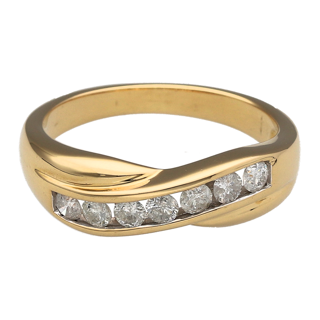 18ct Gold & Diamond Set Crossover Band Ring