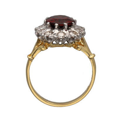 18ct Gold Diamond & Garnet Set Cluster Ring