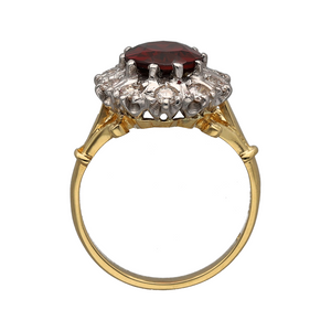 18ct Gold Diamond & Garnet Set Cluster Ring