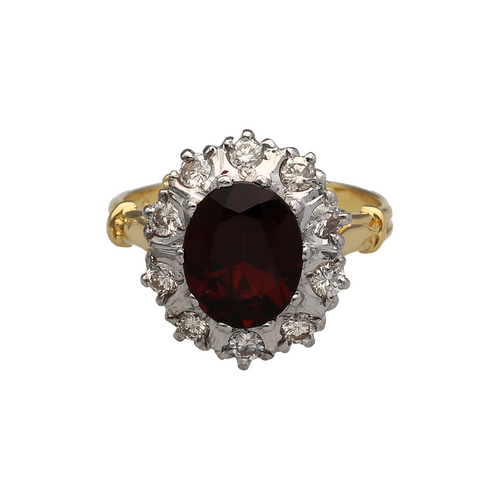 18ct Gold Diamond & Garnet Set Cluster Ring