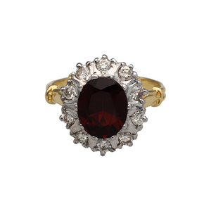 18ct Gold Diamond & Garnet Set Cluster Ring