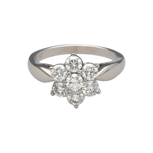 18ct White Gold & Diamond Set Cluster Ring